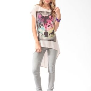 Forever 21 | Wolf Print High Low Blouse